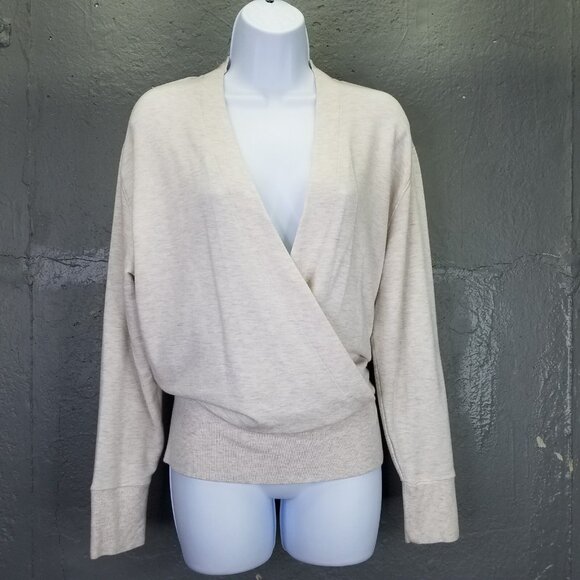 Athleta Purana V Neck Wrap Sweatshirt Women's XS Toasted Brown Heather Ballet - Picture 4 of 16